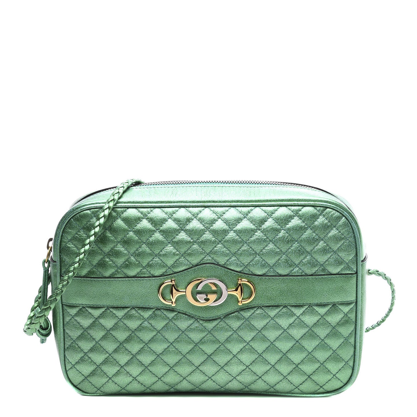 Laminated Nappa Trapuntata Small Zumi Shoulder Bag Jasmine Green