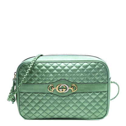 Gucci Laminated Nappa Trapuntata Small Zumi Shoulder Bag Jasmine Green 1 of 10