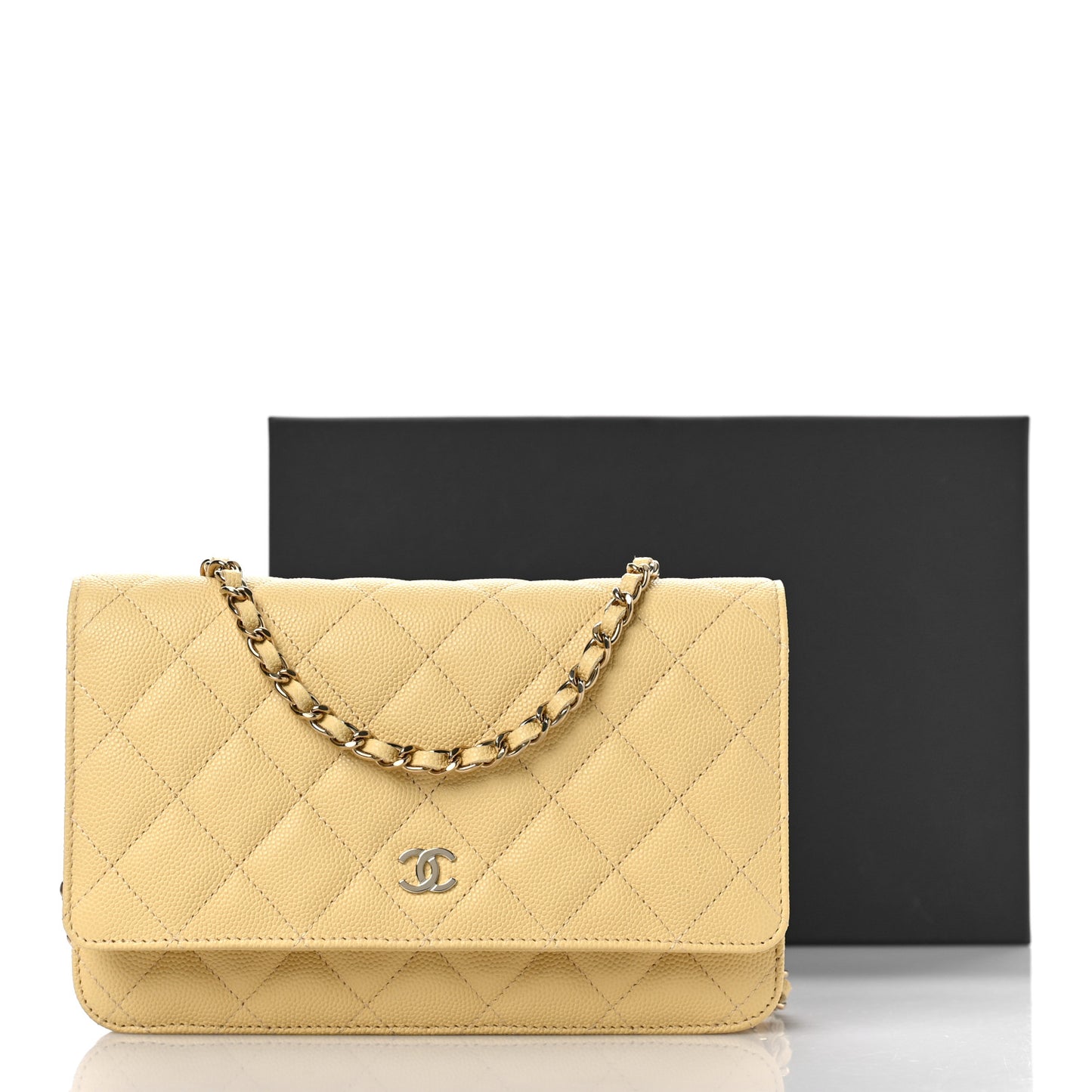 Caviar Quilted Wallet on Chain WOC Yellow