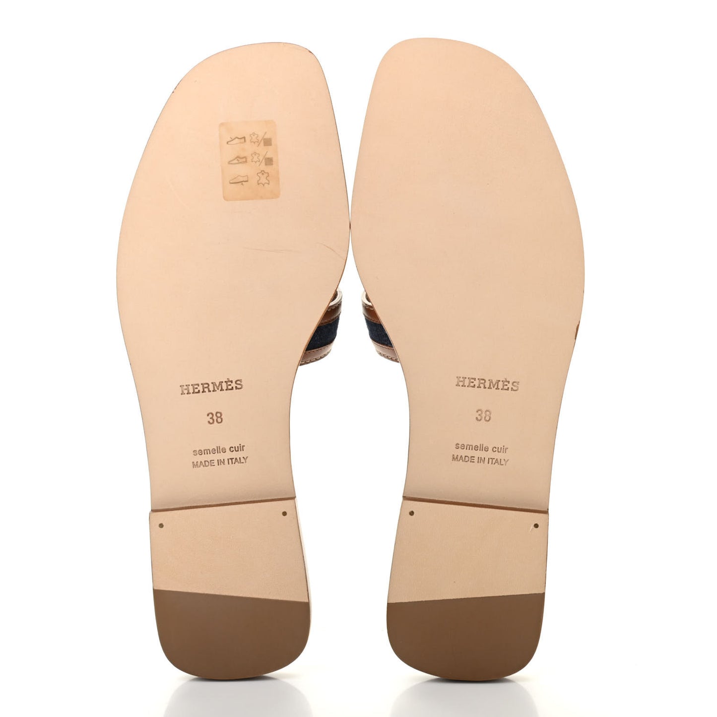 Calfskin Denim Oran Sandals 38 Bleu Brut Gold
