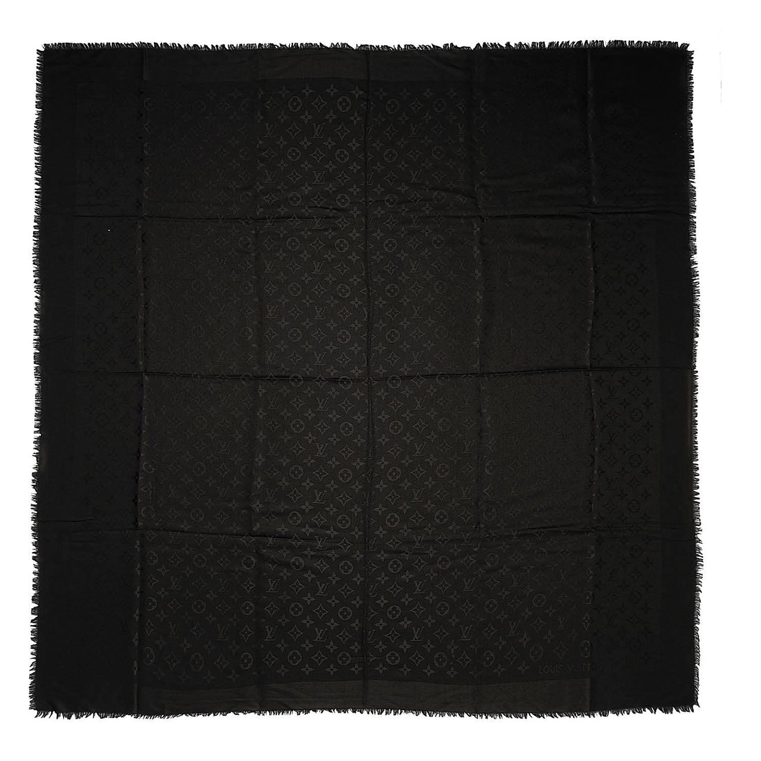 Louis Vuitton Silk Wool Monogram Shawl Black 3 of 5