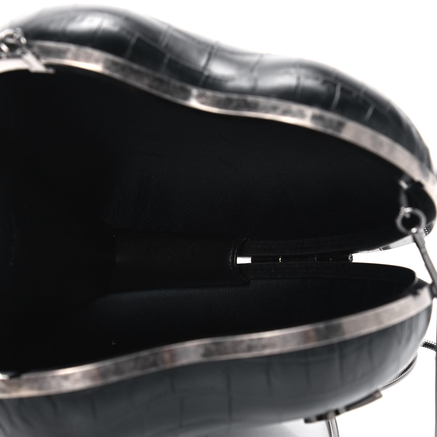 Calfskin Crocodile Embossed Monogram Love Box Bag Black