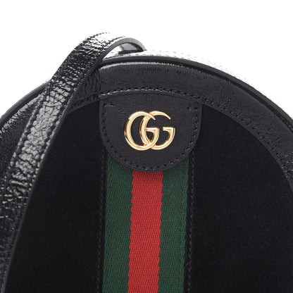 Gucci Suede Patent Web Mini Ophidia Round Shoulder Bag Black 10 of 10