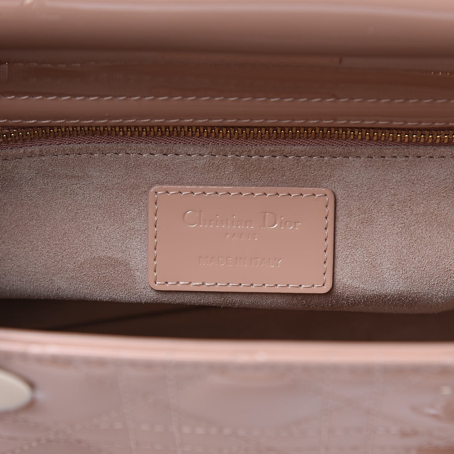 Patent Cannage Medium Lady Dior Beige