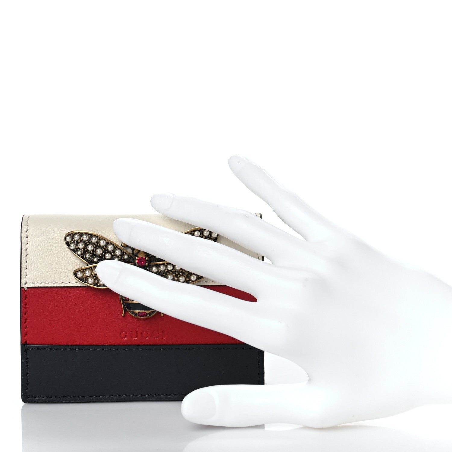 Gucci Calfskin Queen Margaret Card Case Wallet Blue Agata Hibiscus Red Mystic White 2 of 9