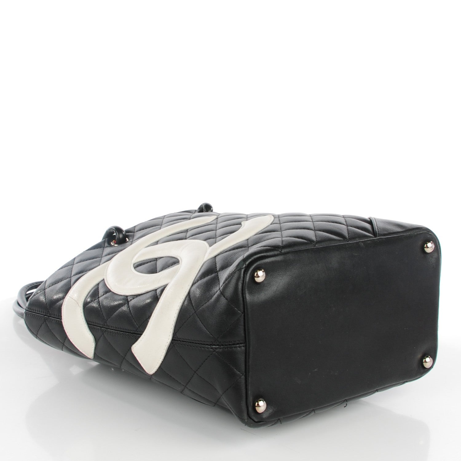 Chanel Calfskin Quilted Small Cambon Tote Black White 4 of 7