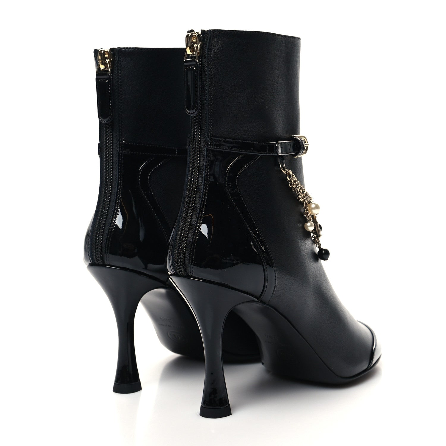 Chanel Lambskin Patent Calfskin Ankle Boots 36.5 Black 4 of 8