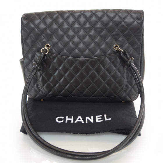 Chanel Calfskin Quilted Large Cambon Flap Black White 3 of 11