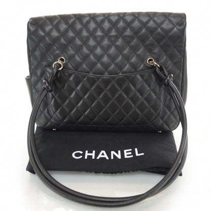 Chanel Calfskin Quilted Large Cambon Flap Black White 3 of 11