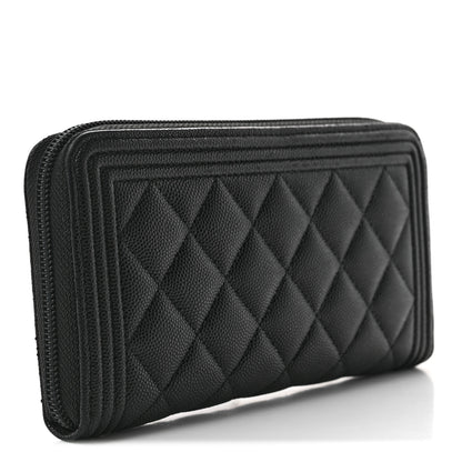 Chanel Caviar Quilted Boy Long Zip Around Wallet Black 3 of 8