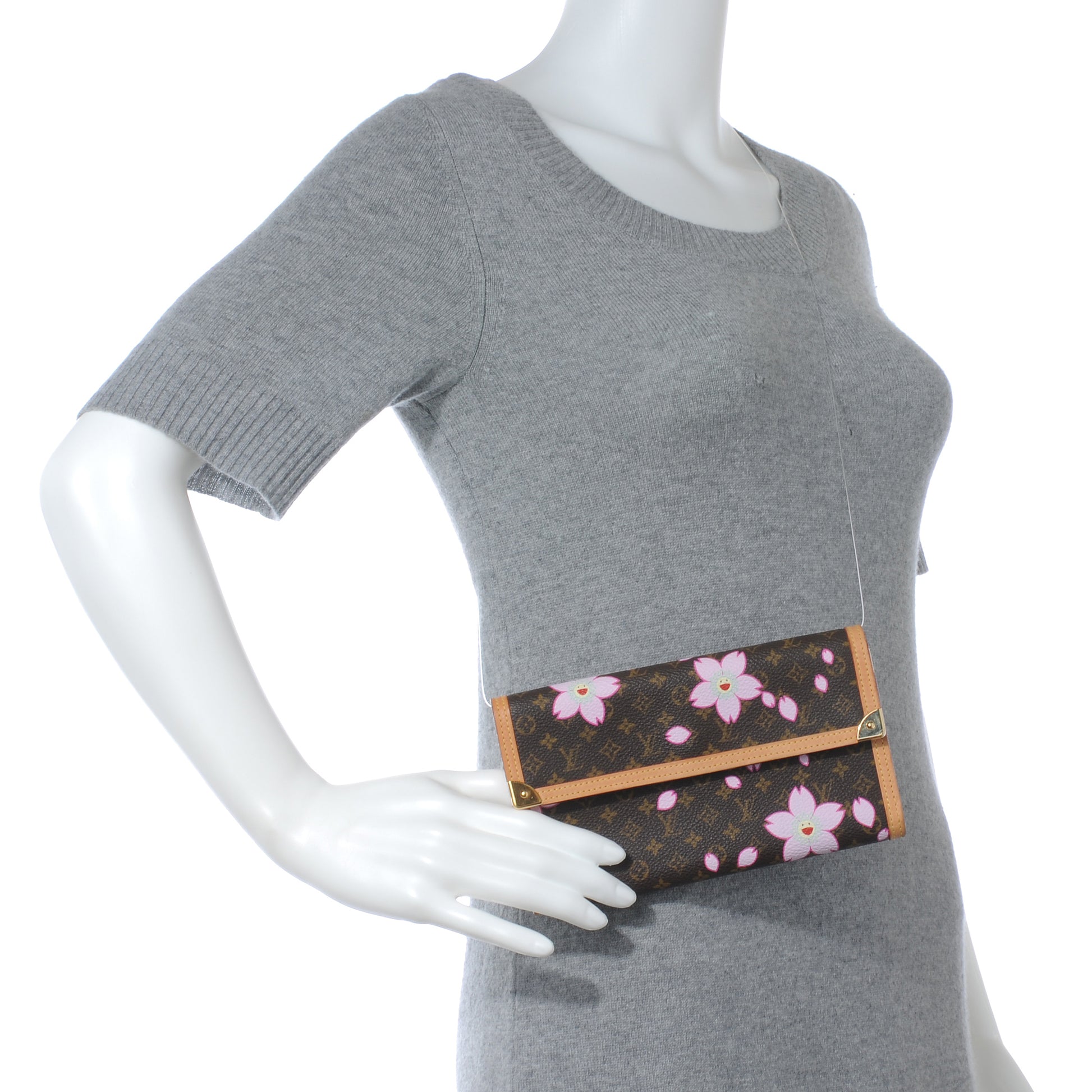 Louis Vuitton Monogram Cherry Blossom Porte Tresor International Wallet Brown 2 of 7