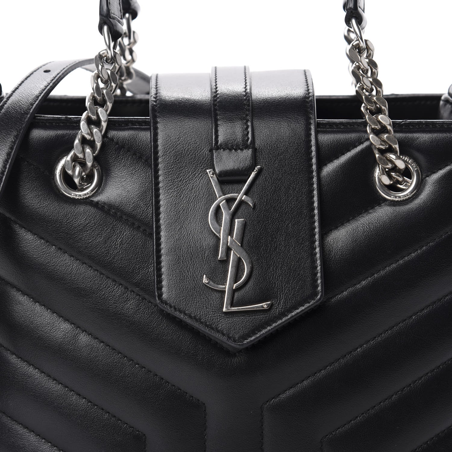 Saint Laurent Calfskin Y Quilted Monogram Small Loulou Shopper Black 12 of 12