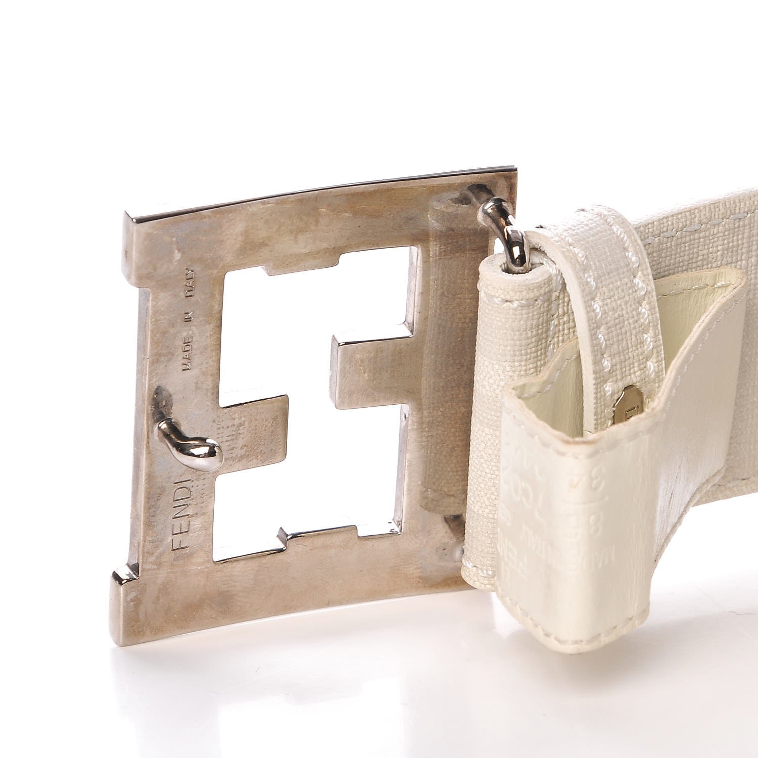 Fendi Zucca Spalmati College Belt 85 34 White 6 of 7
