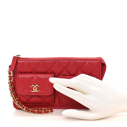 Chanel Caviar Quilted Polly Pocket Pouch Red 3 of 9