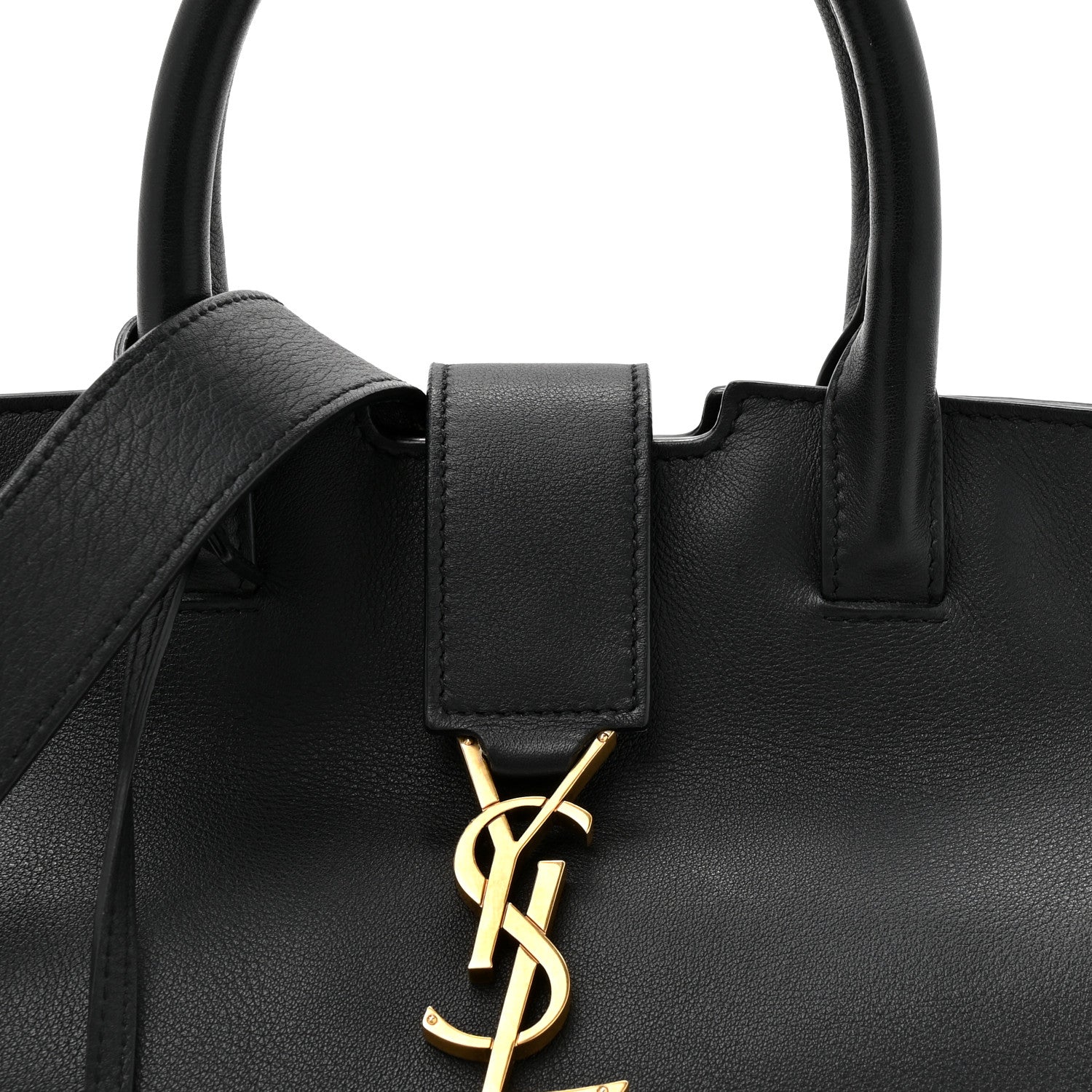 Saint Laurent Calfskin Suede Small Monogram Downtown Cabas Black 7 of 10