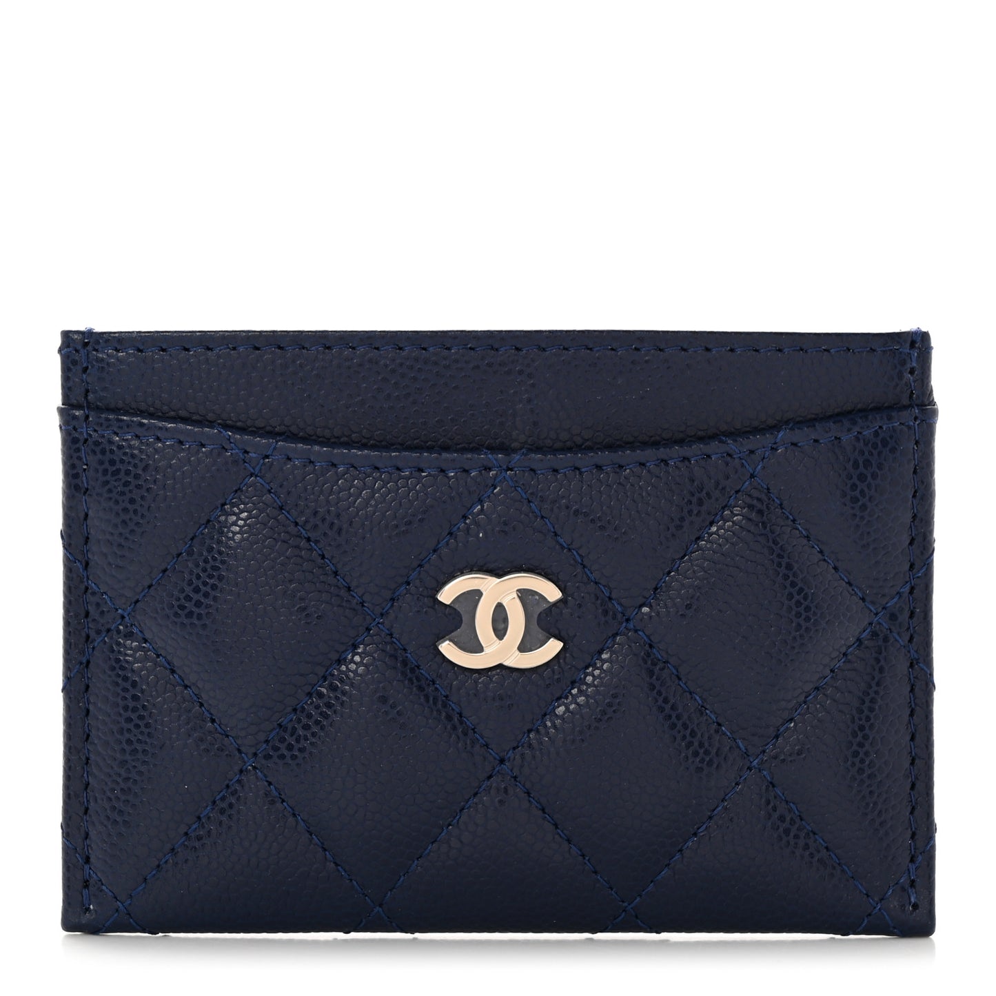 Caviar Quilted Card Holder Blue