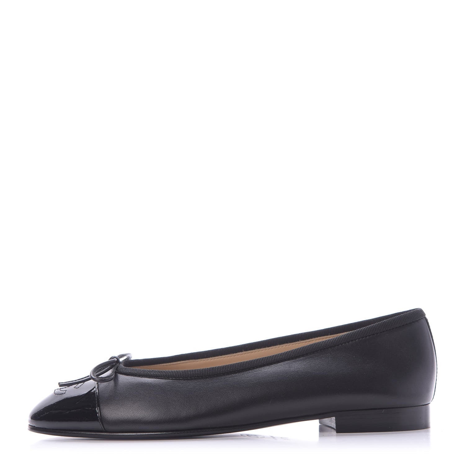 Chanel Lambskin Cap Toe Ballerina Flats 37.5 Black 1 of 11