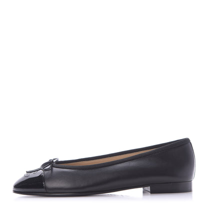 Chanel Lambskin Cap Toe Ballerina Flats 37.5 Black 1 of 11