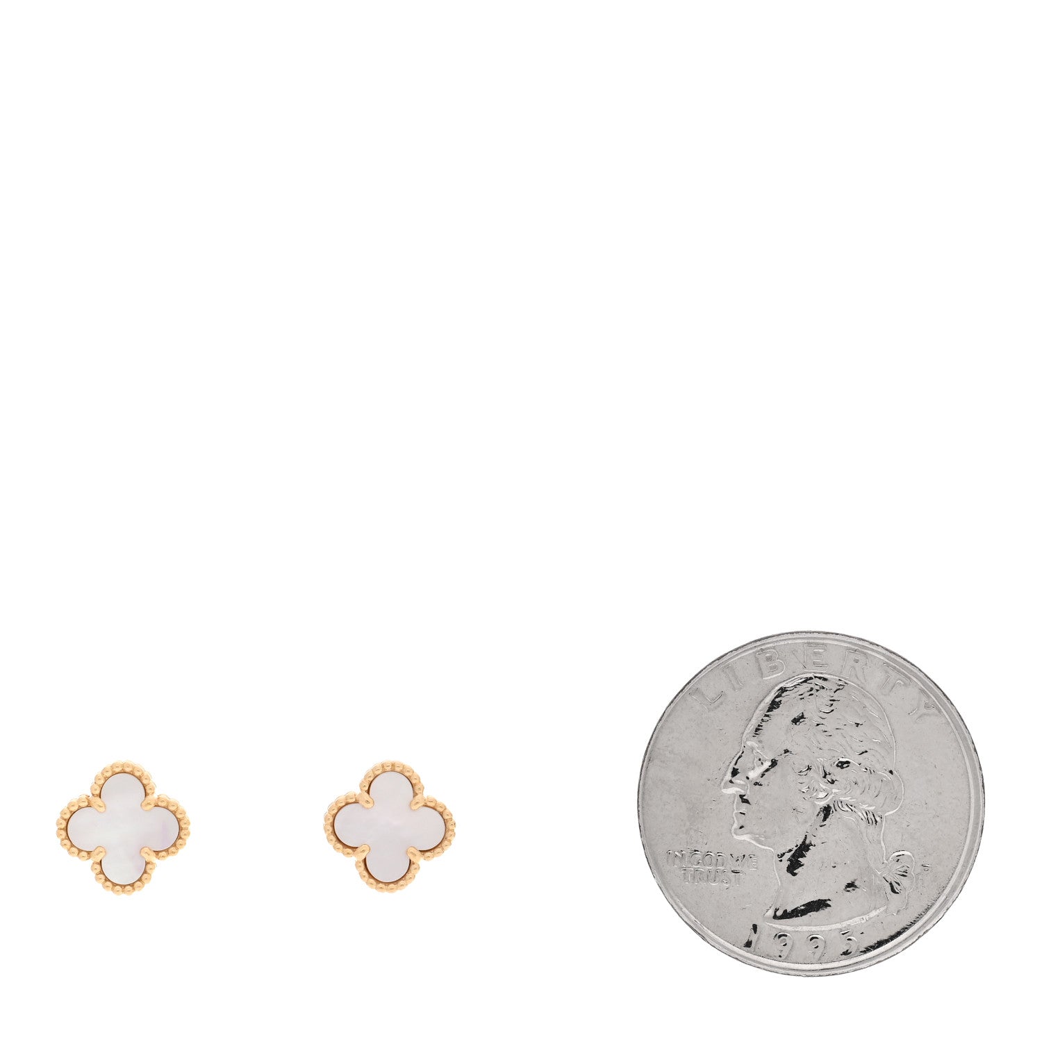 Van Cleef & Arpels 18K Yellow Gold Mother of Pearl Sweet Alhambra Earrings 2 of 5