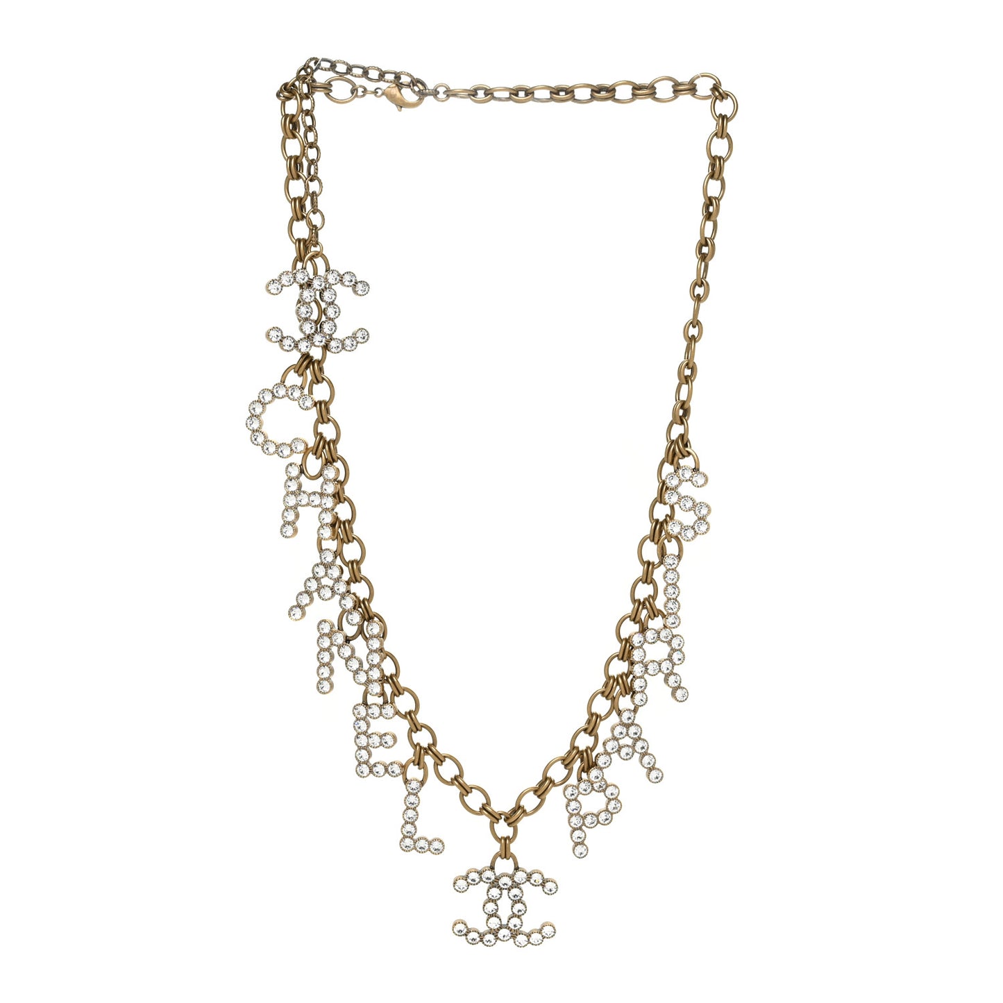 Crystal City of Lights Letter Chain Belt Gold