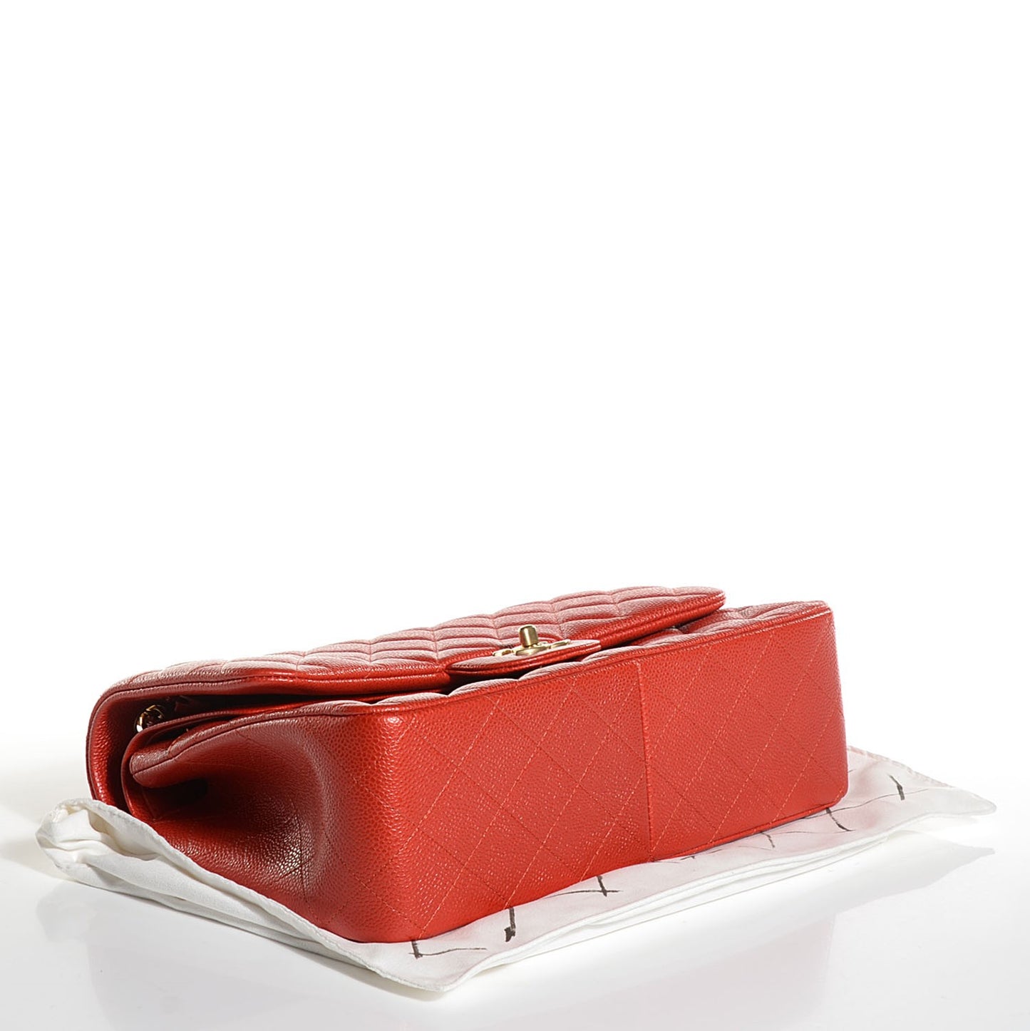 Pearly Caviar Quilted Jumbo Double Flap Orange