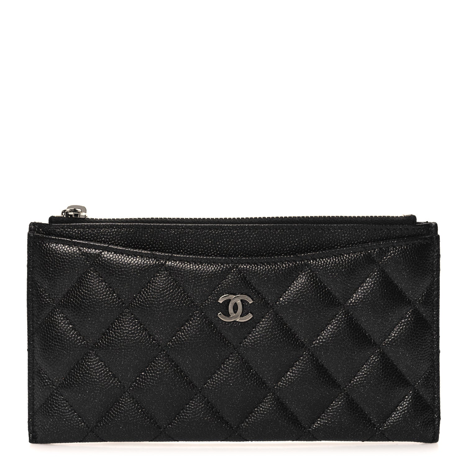 Chanel Iridescent Caviar Quilted Classic Zip Pouch Black 1 of 8