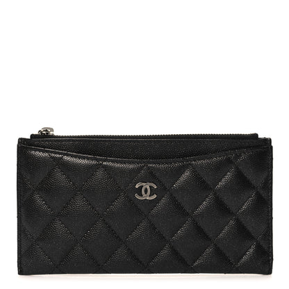 Chanel Iridescent Caviar Quilted Classic Zip Pouch Black 1 of 8