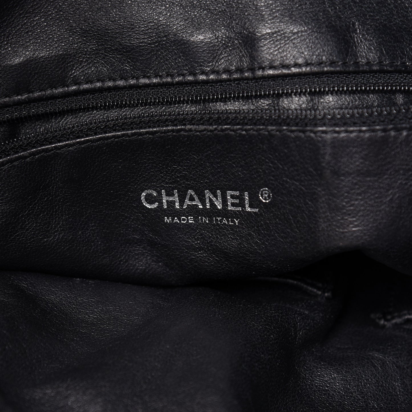 Glazed Calfskin Modern Chain Tote Black