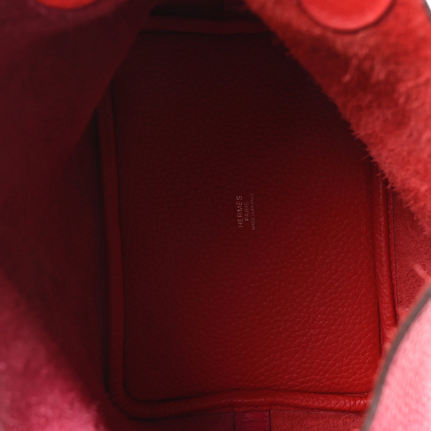 Taurillon Clemence Tri-Color Picotin Lock 18 PM Rose Extreme Rose Mexico Rouge De Coeur