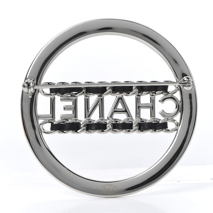 Chanel Lambskin Baguette Crystal Logo Brooch Black Silver 2 of 4