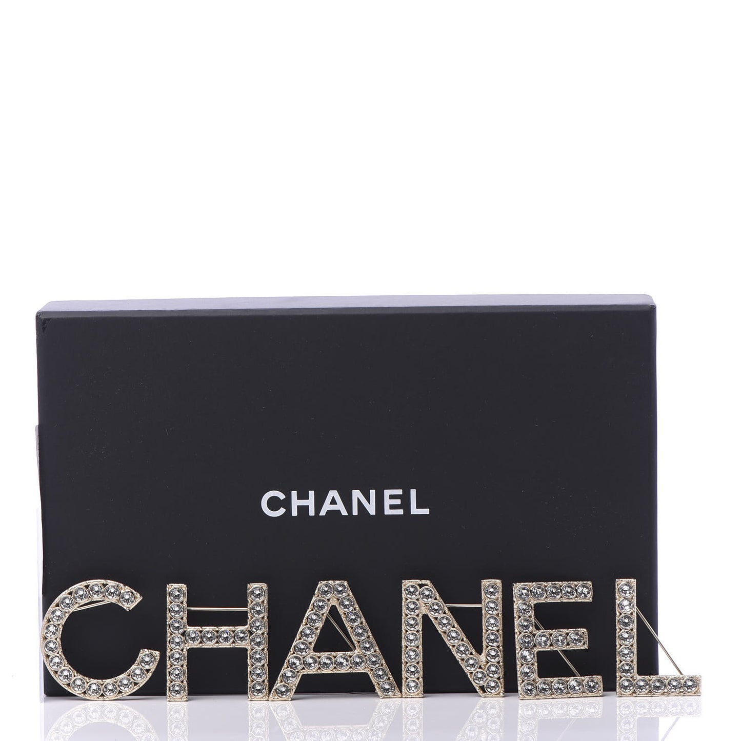 Crystal Cha-Nel Logo Brooch Set Gold