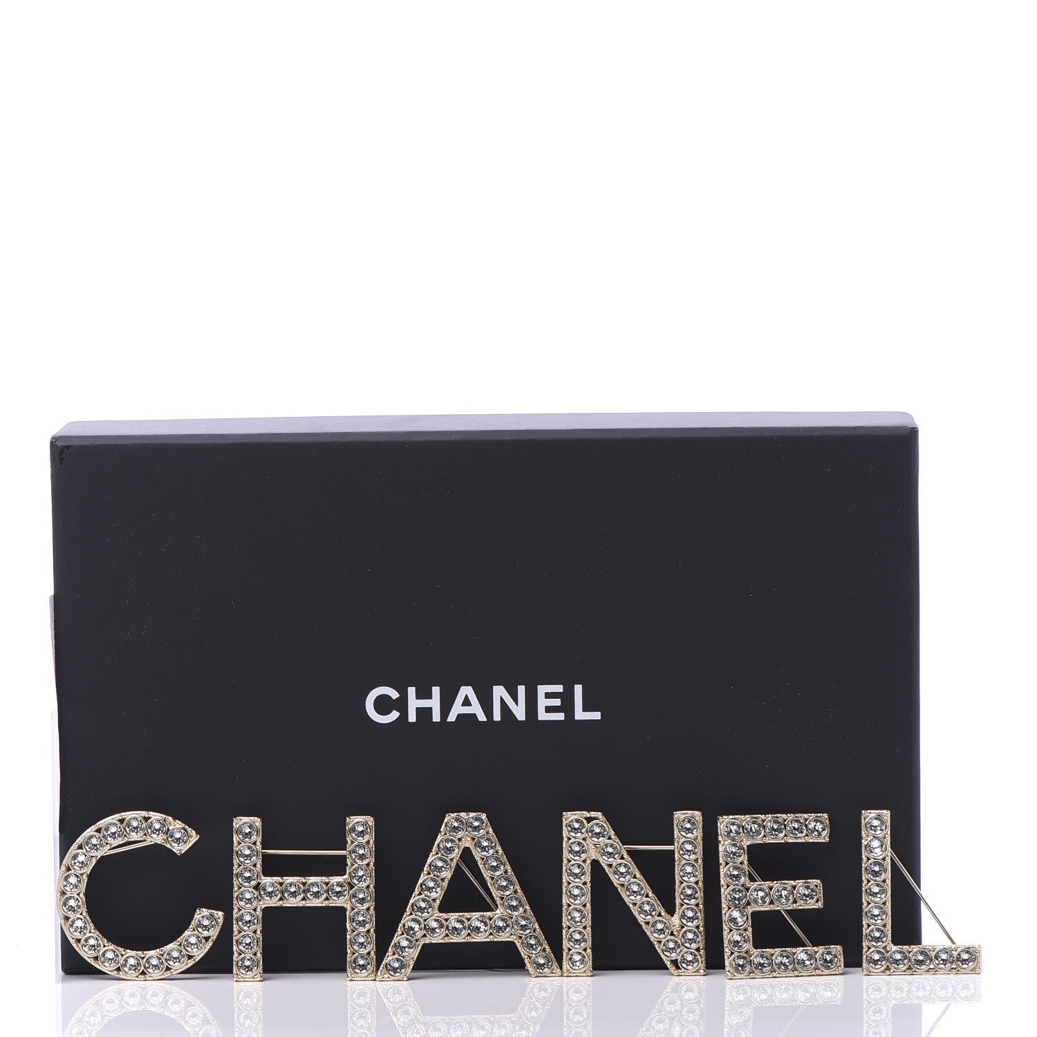 Chanel Crystal Cha-Nel Logo Brooch Set Gold 10 of 10