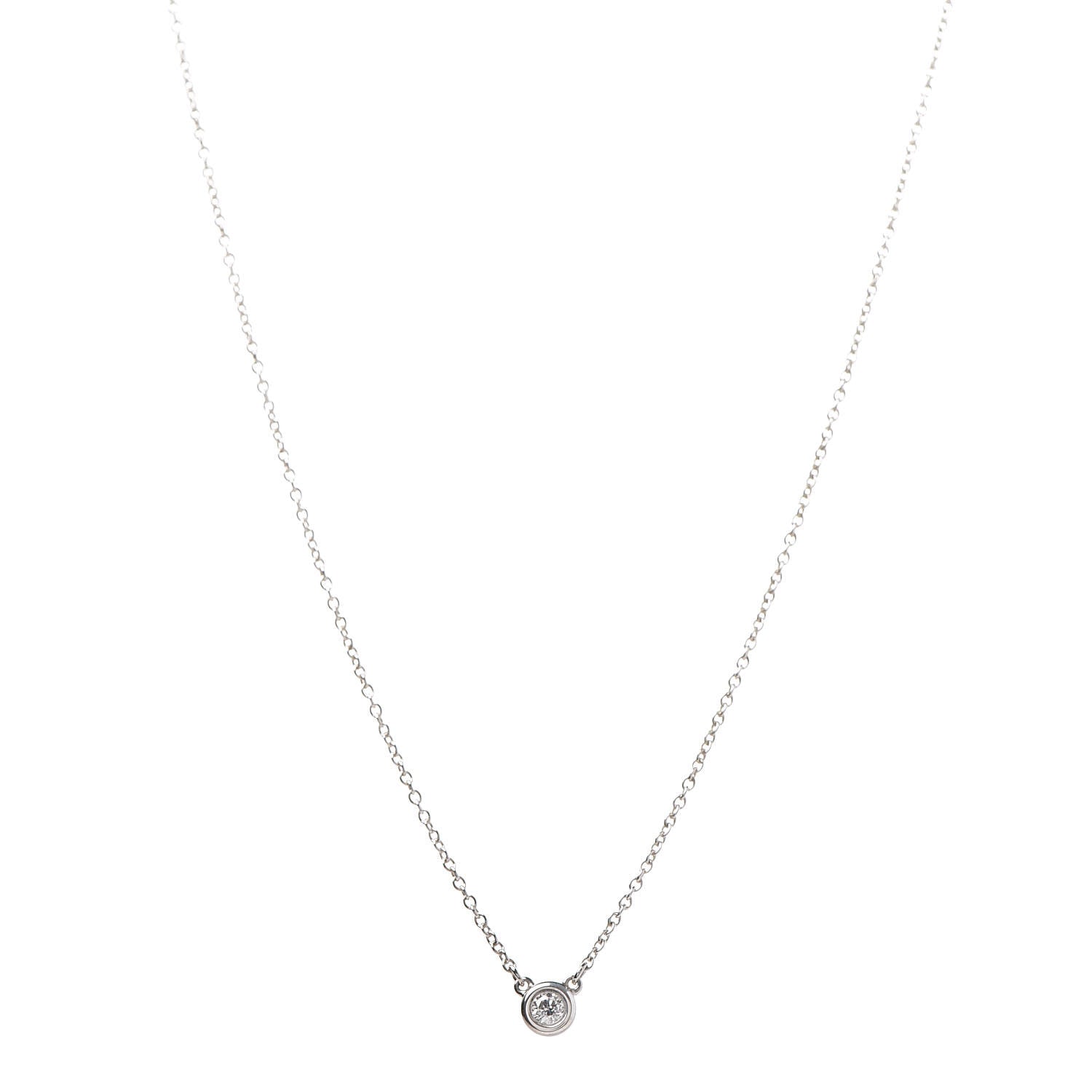 Tiffany Sterling Silver Diamond .05ct Elsa Peretti Diamonds by the Yard Pendant Necklace 1 of 9