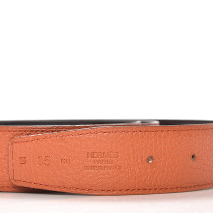 Hermes Box Togo Reversible Belt Strap 85 Orange Chocolate 2 of 9