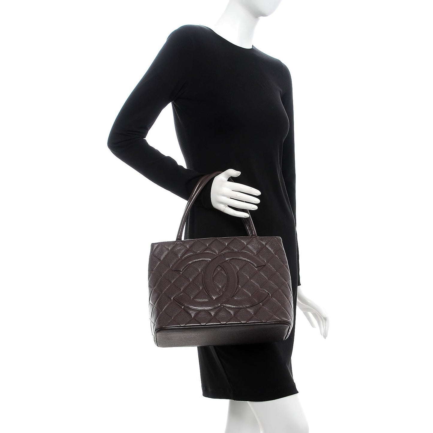 Caviar Quilted Medallion Tote Bordeaux