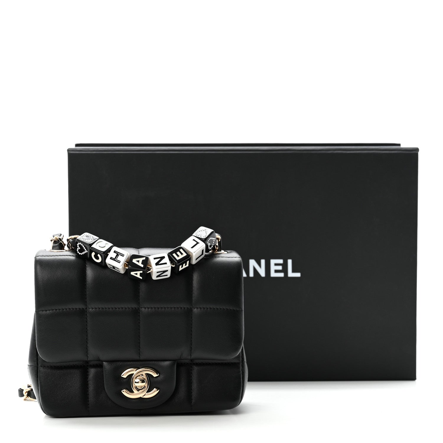 Chanel Lambskin Resin Crystal Square Quilted Mini Monacoco Flap Black 12 of 12