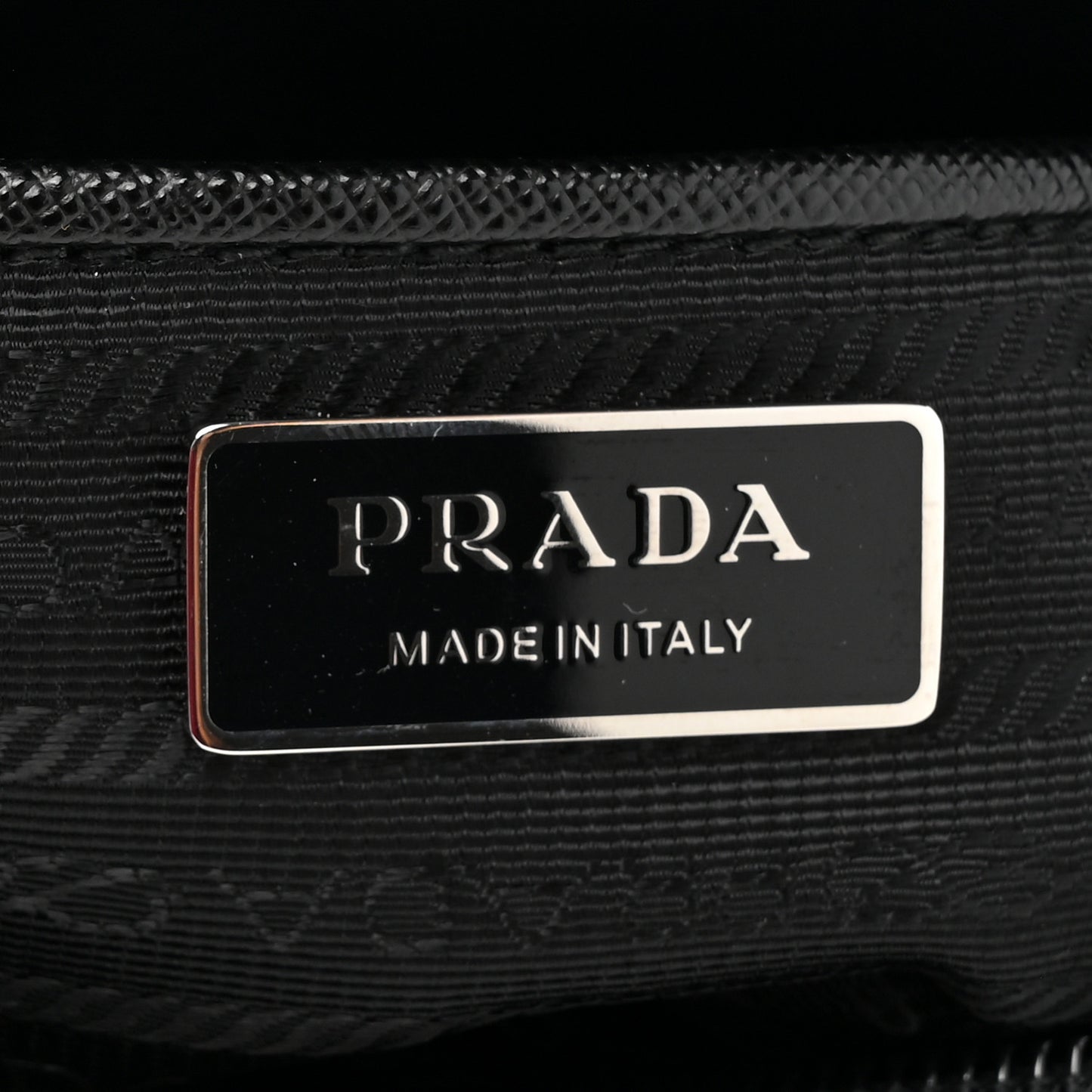 Re-Nylon Vela Saffiano Pocket Single Buckle Messenger Shoulder Bag Black