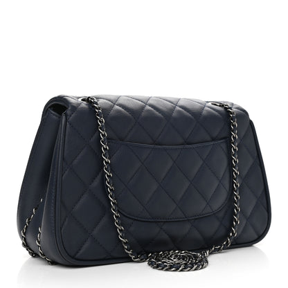 Chanel Calfskin Quilted Medium Frame in Chain Flap Navy 3 of 10