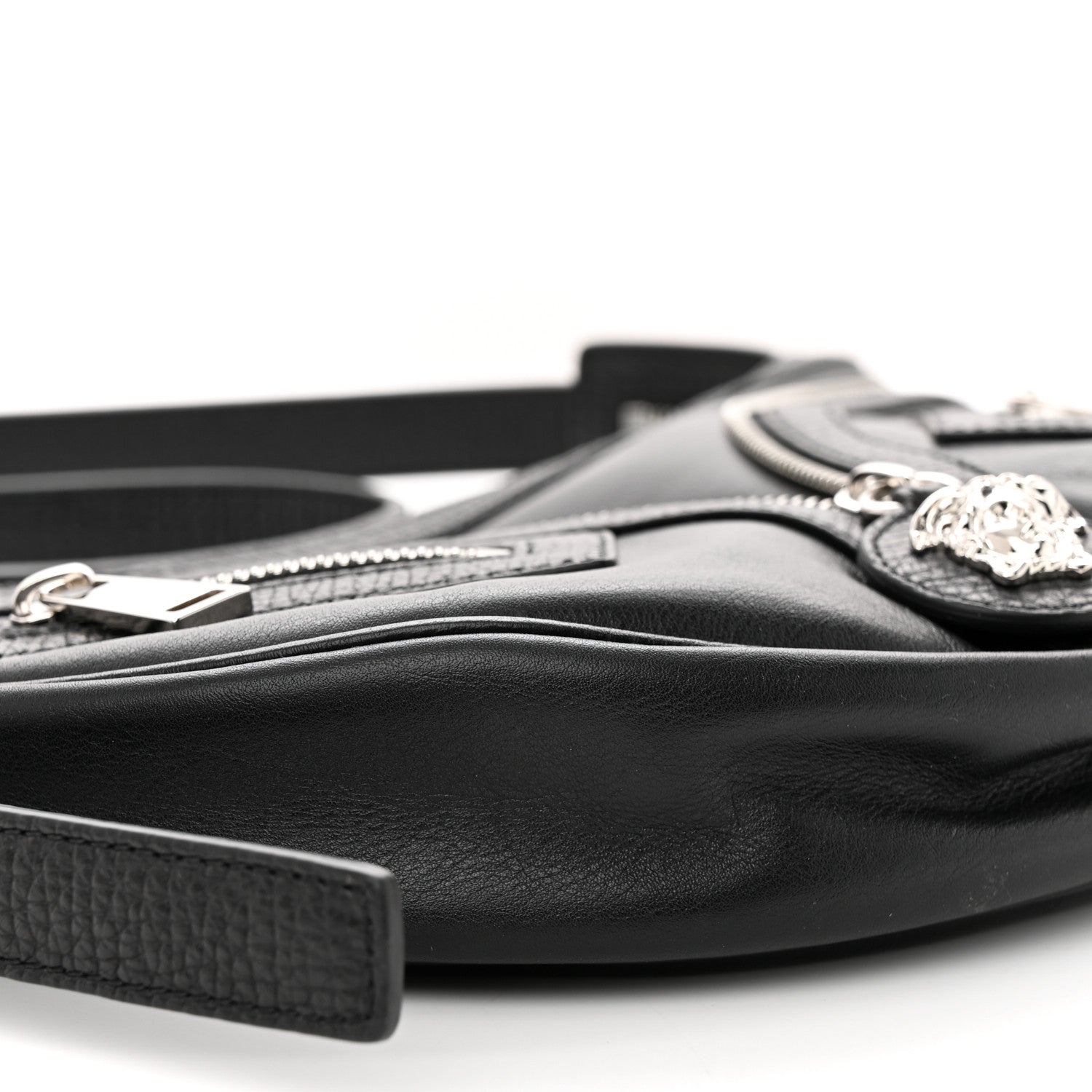 Versace Calfskin Small Repeat Zip Hobo Black 9 of 10