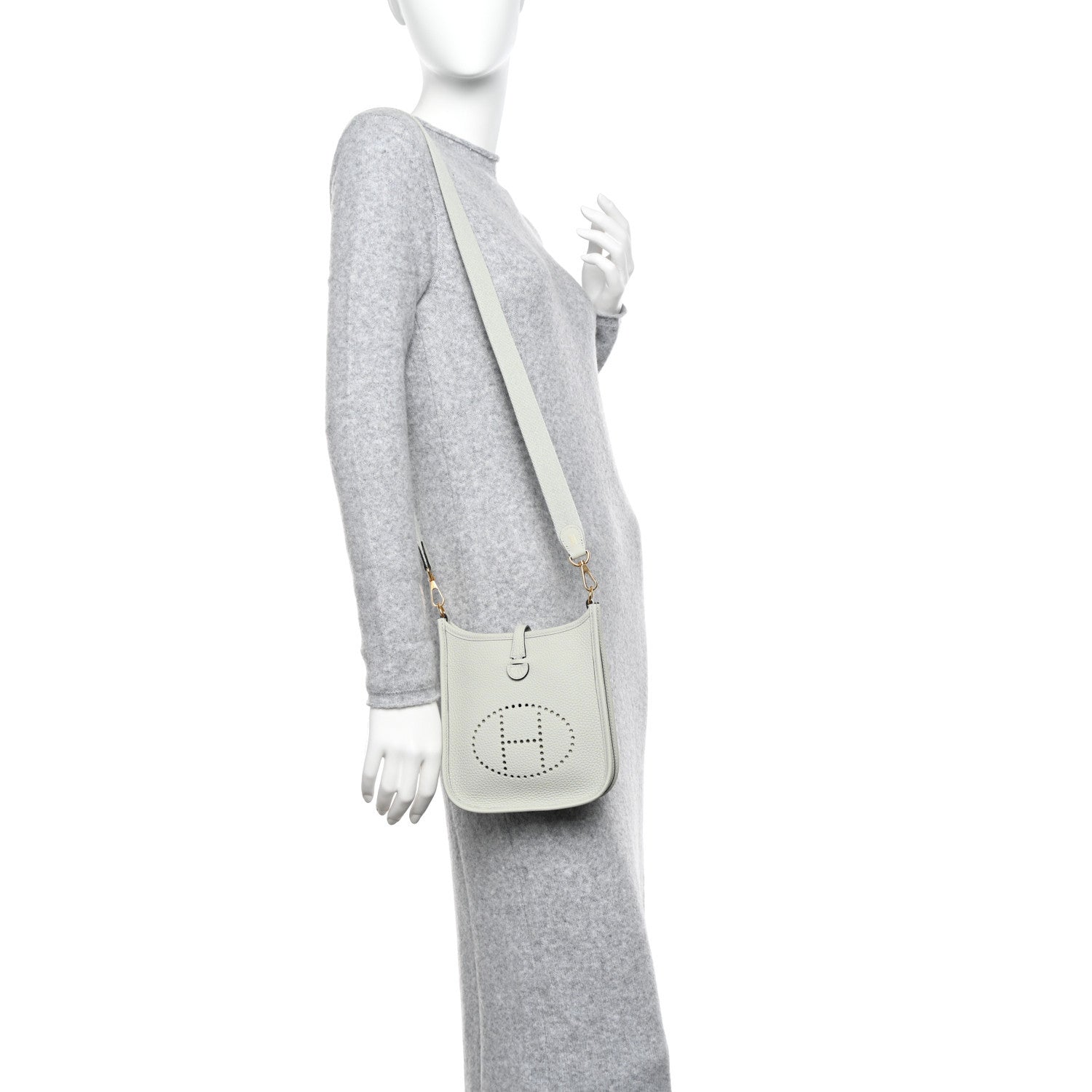 Hermes Taurillon Clemence Amazone Evelyne TPM Gris Neve 2 of 10