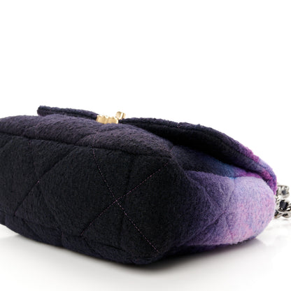 Chanel Wool Tweed Quilted Large Chanel 19 Flap Purple Black Blue 10 of 10