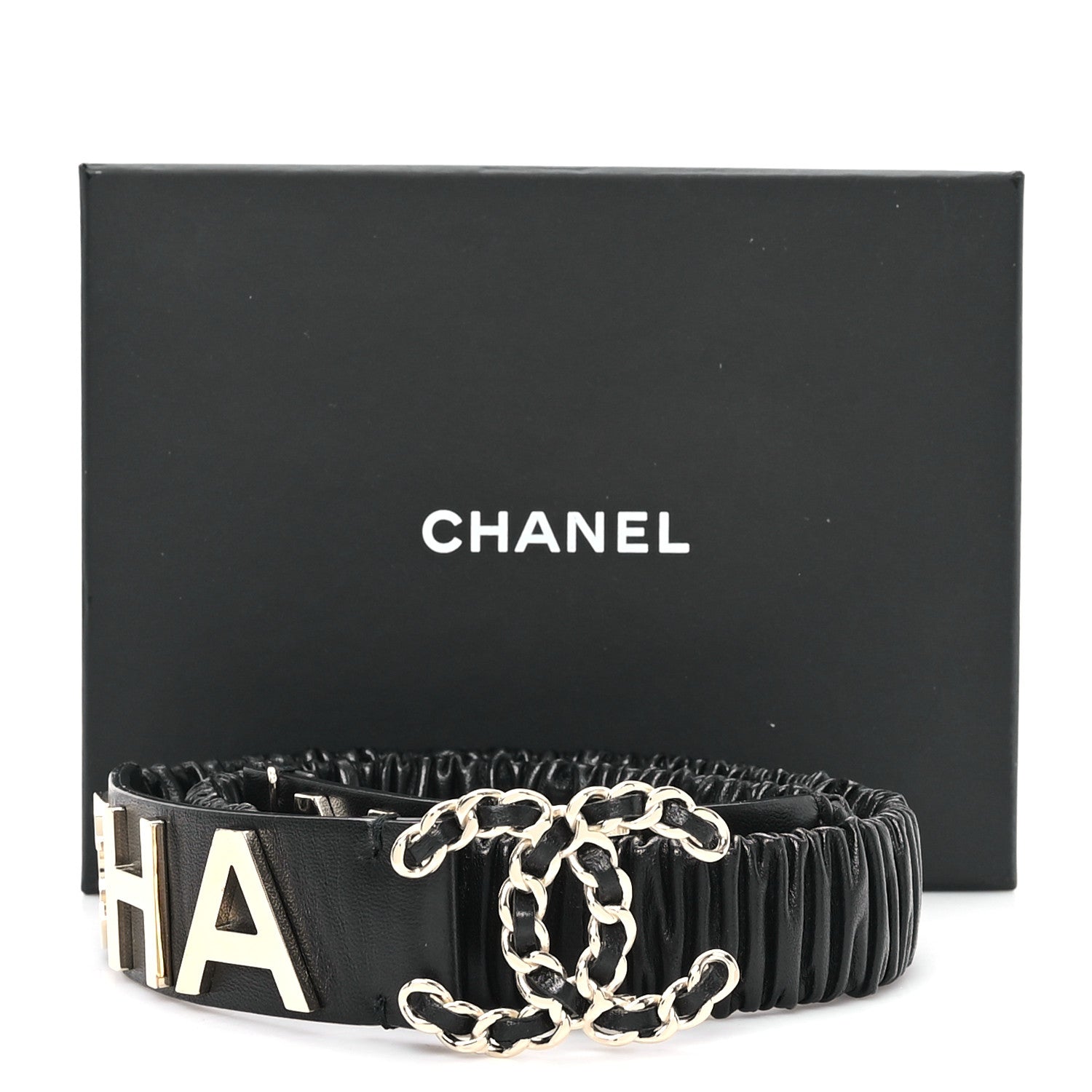 Chanel Lambskin Logo Belt 85 34 Black 5 of 5