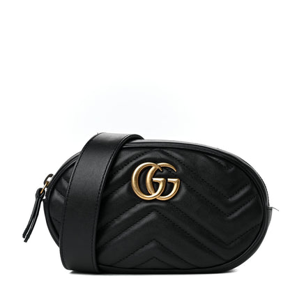 Gucci Calfskin Matelasse GG Marmont Belt Bag 85 34 Black 1 of 4