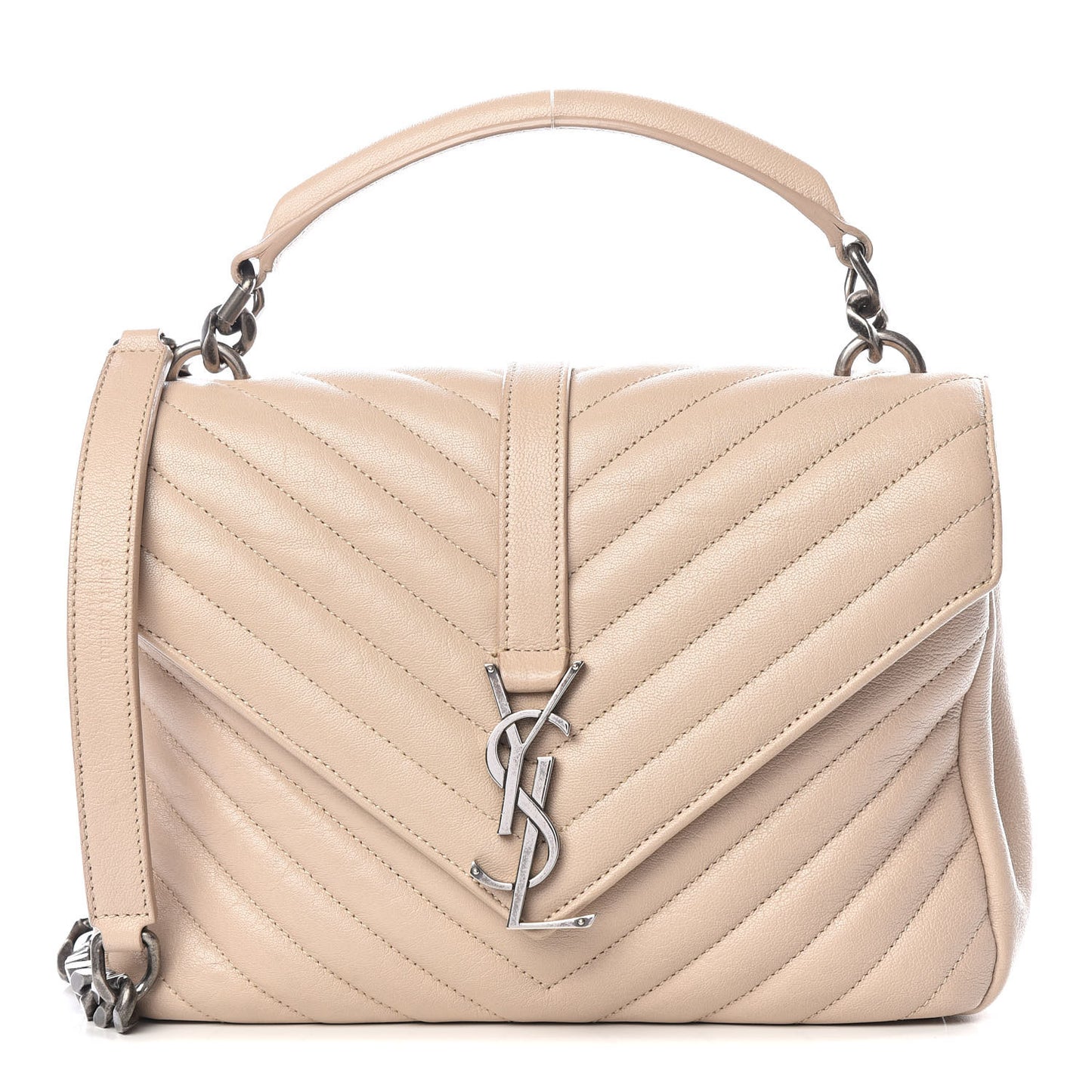 Sheepskin Matelasse Chevron Monogram Medium College Bag Rose Antic