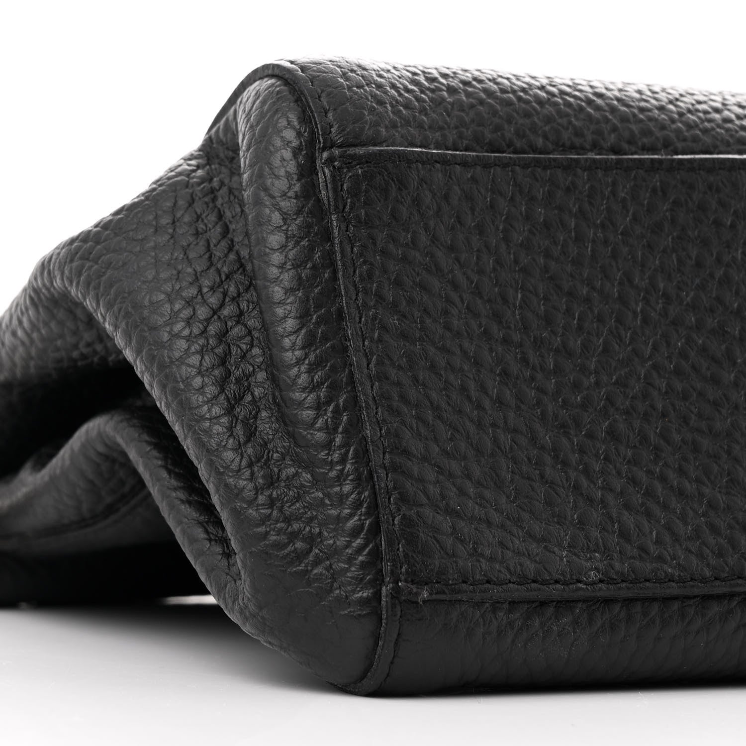 Prada Vitello Daino Steel Handle Clutch Black 9 of 10