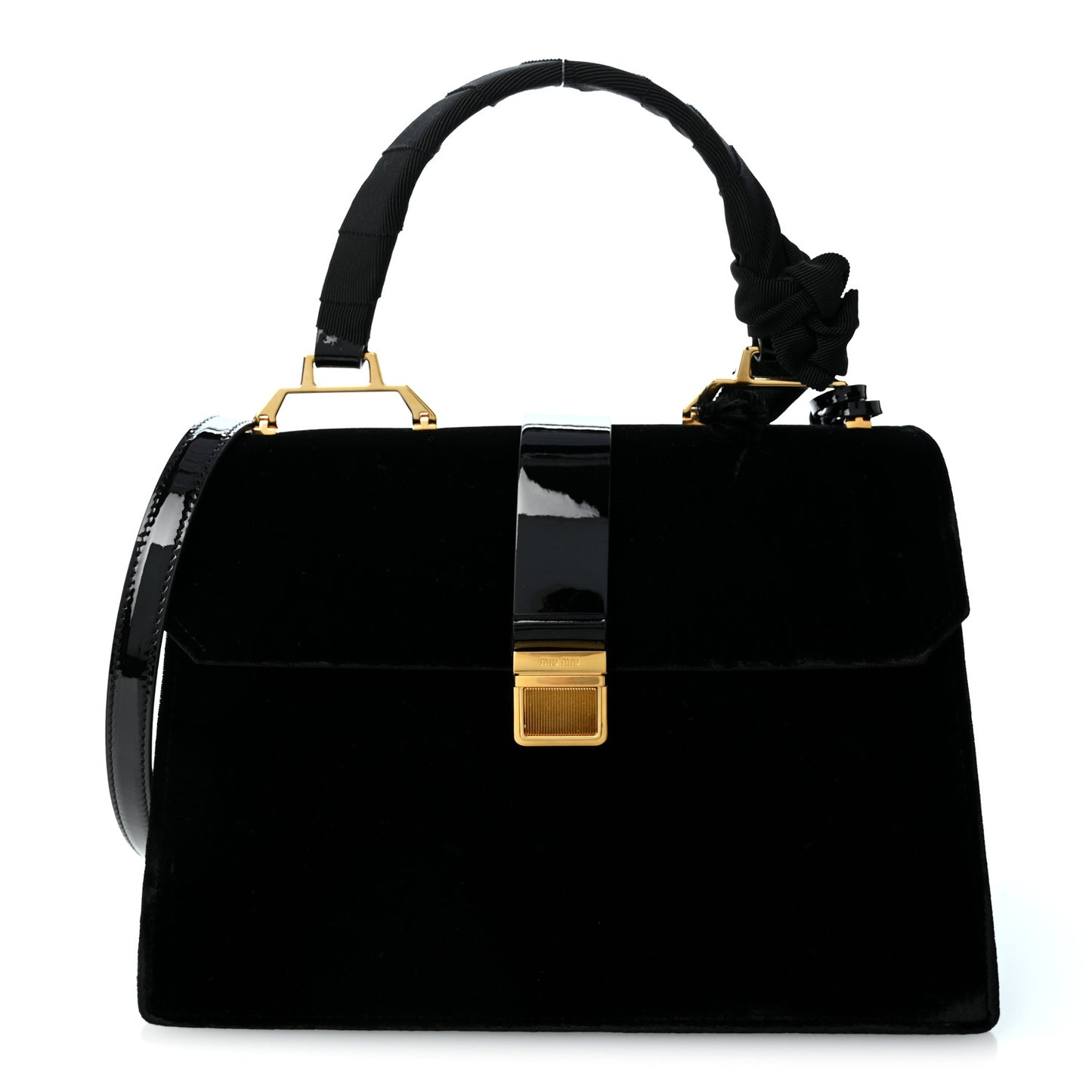Velluto Vernice Madras Top Handle Bag Black