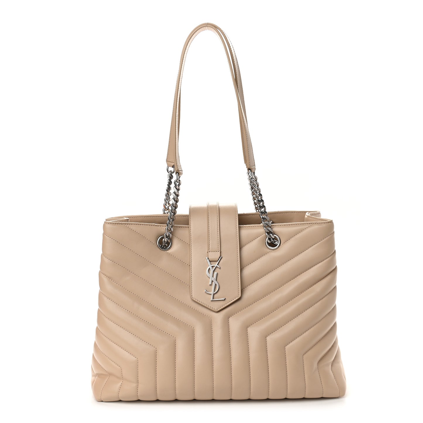 Calfskin Y Quilted Monogram Large Loulou Shopper Nude Powder