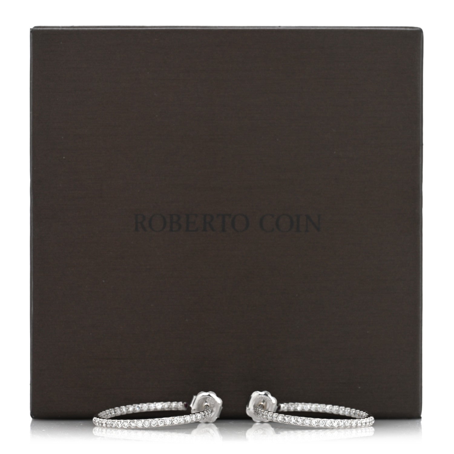 Roberto Coin 18K White Gold Diamond Large Hoop Earrings 5 of 5