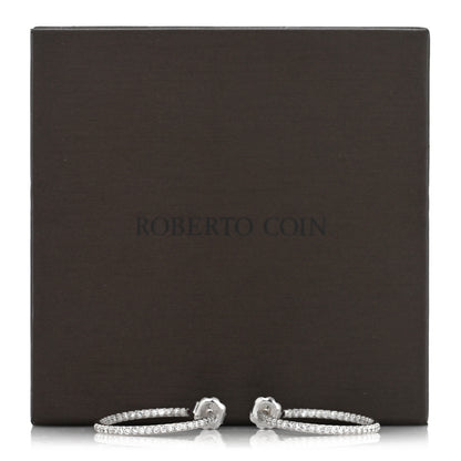 Roberto Coin 18K White Gold Diamond Large Hoop Earrings 5 of 5