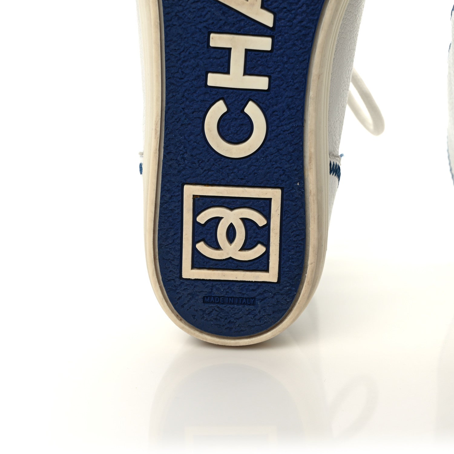 Chanel Calfskin High Top Sneakers 38 White Blue 6 of 8